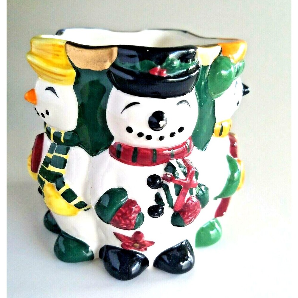 Vintage Fitz & Floyd Snowman Christmas Hot Chocolate Cup Mug or votive 4" tall